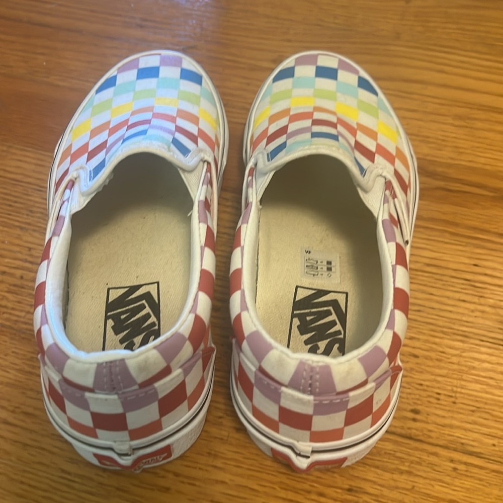Vans Slip-On Rainbow Checkered Sneakers Women’s 6 - Picture 4 of 6